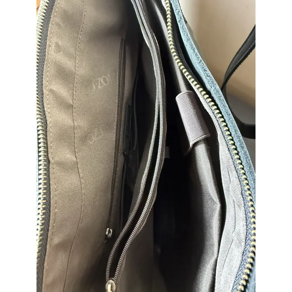 S-ZONE Women's Vintage Leather Work Tote Bag Black Crossbody Strap & Dustbag NEW